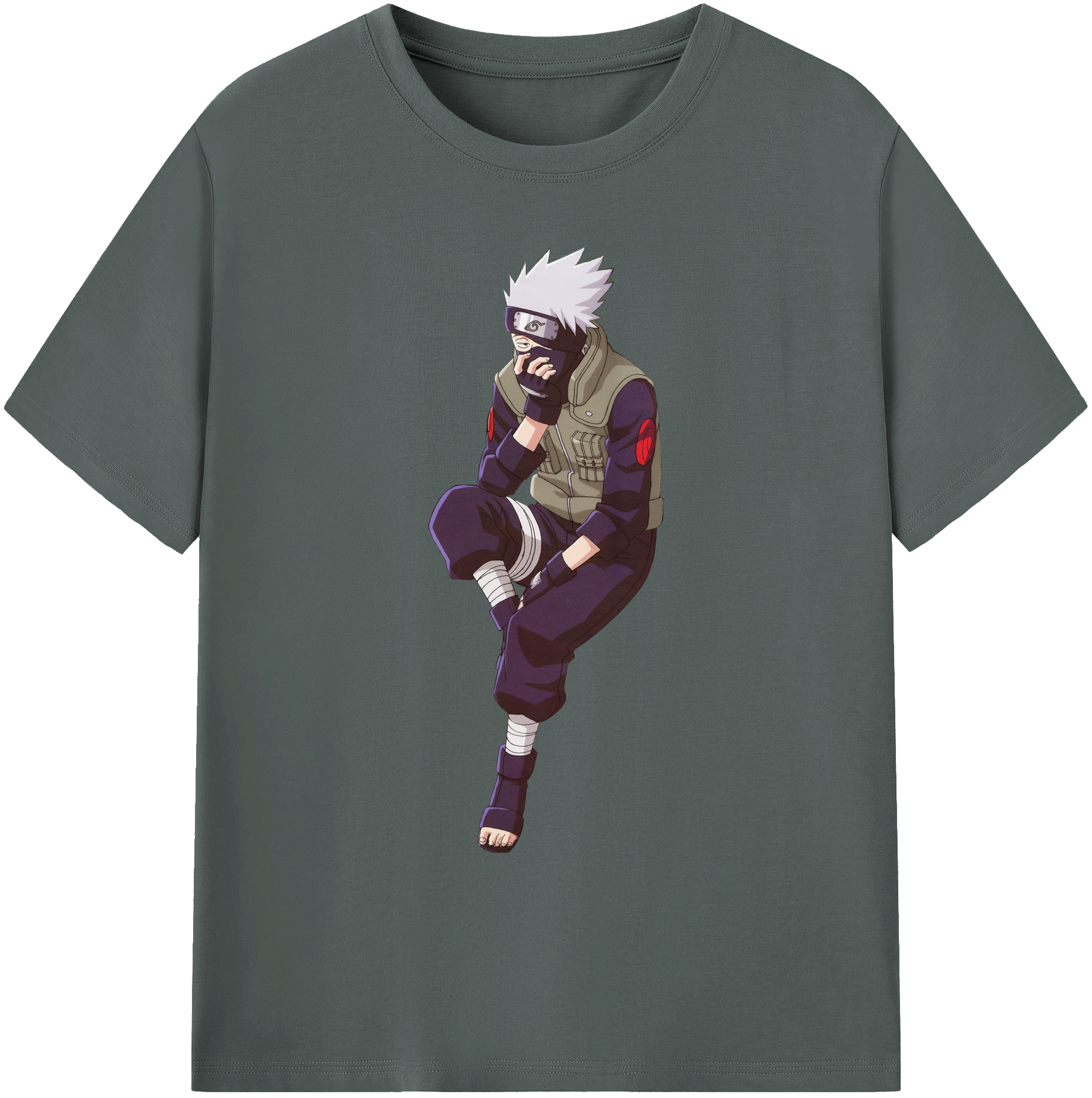 （画像用） NARUTO -ナルト- はたけ カカシ Hatake Kakashi 綿100％ メンズ半袖Tシャツ｜肌触りやわらか＆通気性